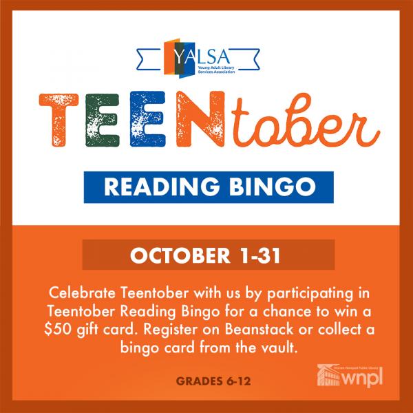 Image for event: Teentober Reading Bingo